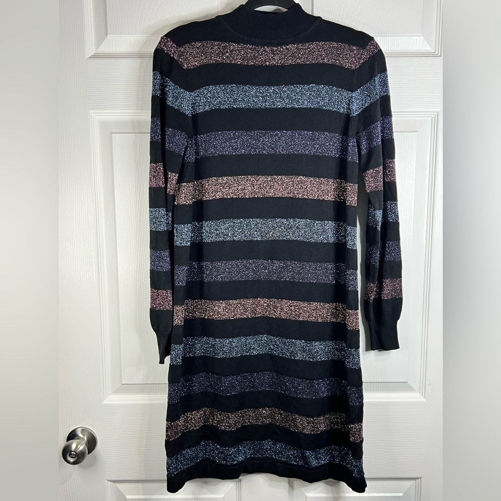 Sugarhill Brighton Glittered Jewel Tone Striped Knit Dress - Size 12